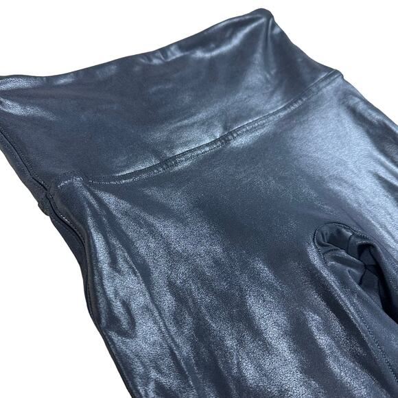 SPANX Black Faux Leather Leggings Women's Medium Classic Slimming Ankle - Picture 6 of 6